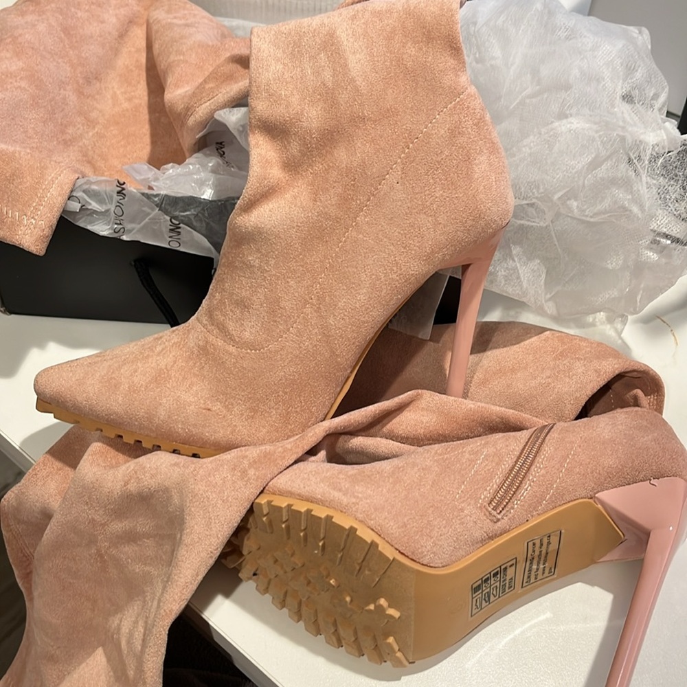 Suede Knee-High Boots